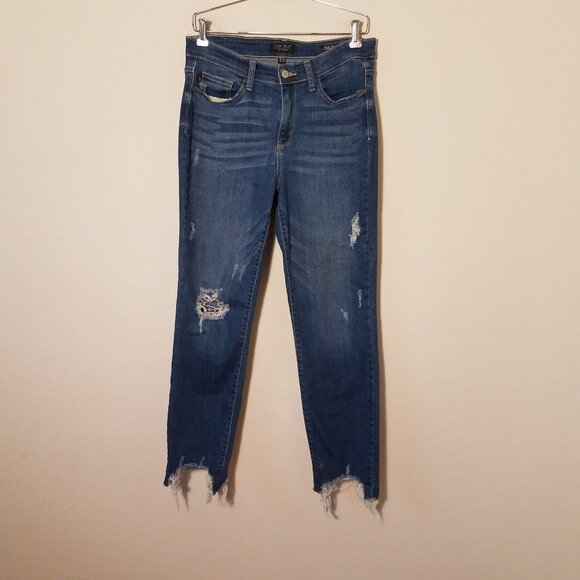 Judy Blue Jeans Womens 9/29 Blue Slim Fit Distressed Raw Hem JB82403DK - Picture 1 of 8